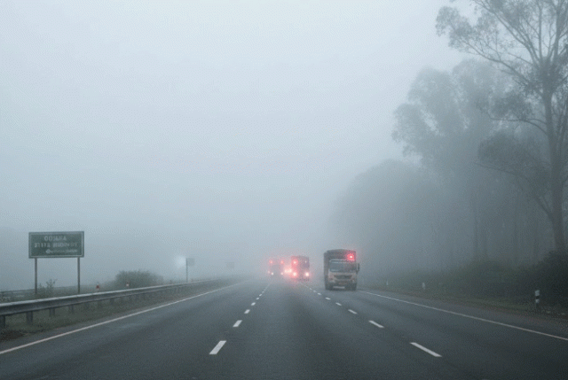 Fog Blanket Blocks Highways